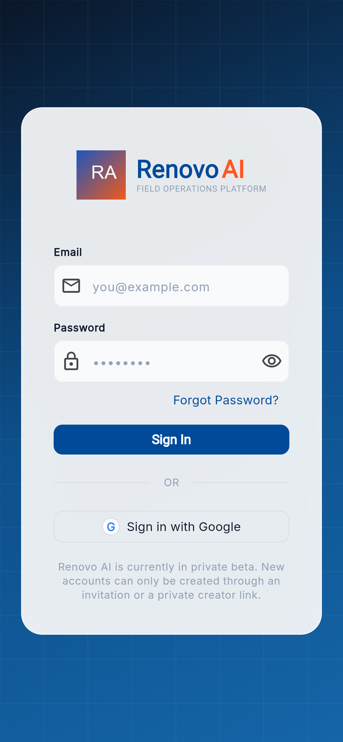 Renovo AI Mobile App